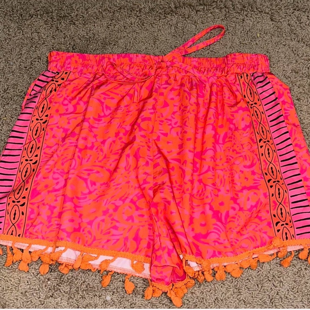 Vibrant Pink and Orange Patterned Shorts